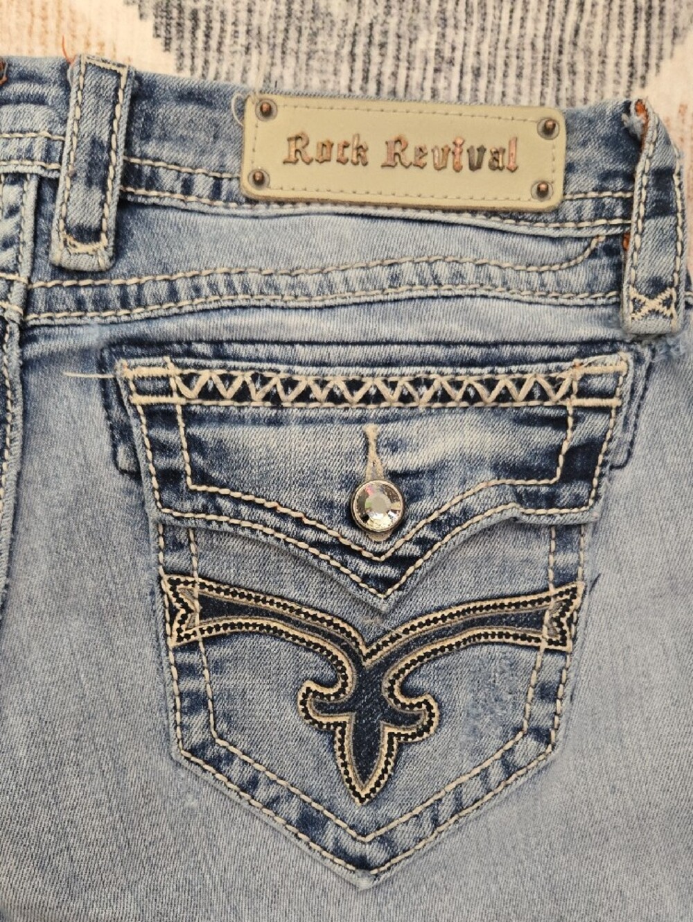 Rock Revival Light Wash Embroidered Back-Pocket Flare Jeans
